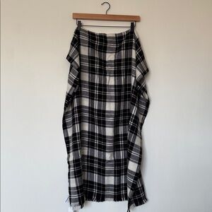 Talbots Black and White Plaid Wrap Scarf